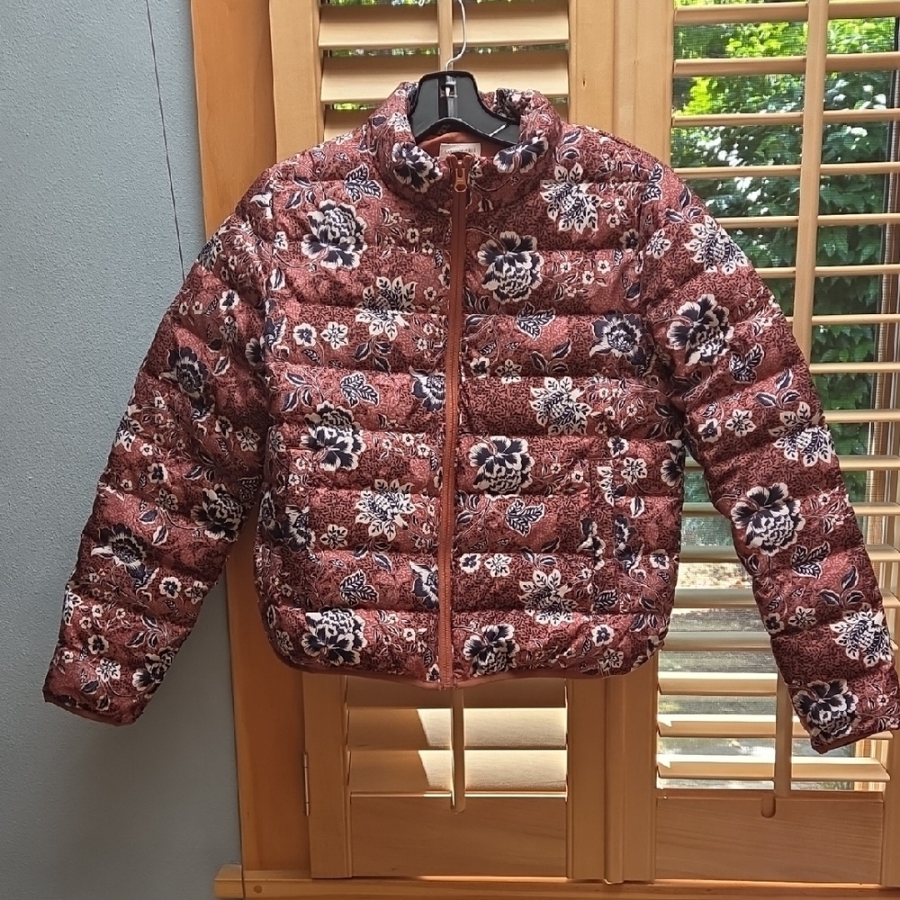 Garnet Hill Floral Puffer Jacket - Brown